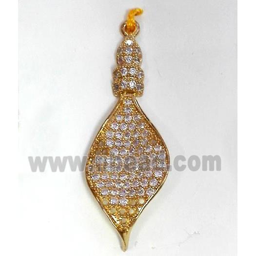 zircon, copper pendant, gold plated