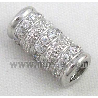 Zircon, bracelet spacer, copper tube bead, platinum plated