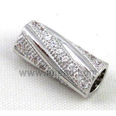 Zircon, bracelet spacer, copper tube bead, platinum plated