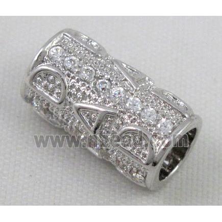 Zircon, bracelet spacer, copper tube bead, platinum plated