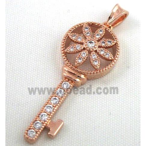 Zircon, copper pendant, red copper