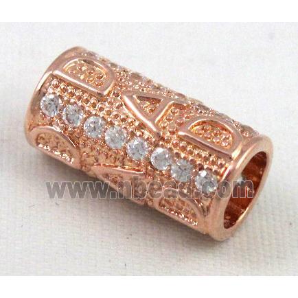 Zircon, bracelet spacer, copper tube bead, red copper