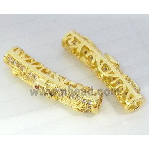 Zircon, bracelet bar, copper tube, gold plated