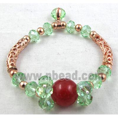 Chinese Crystal Glass Bracelet, jade, stretchy, green