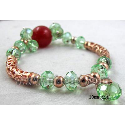 Chinese Crystal Glass Bracelet, jade, stretchy, green