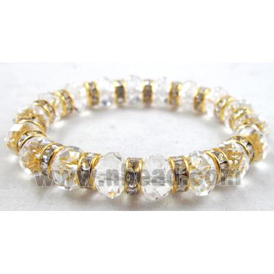 Chinese Crystal Glass Bracelet, rhinestone, stretchy, clear