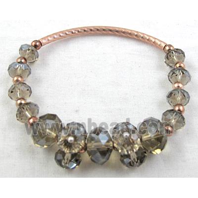 Chinese Crystal Glass Bracelet, stretchy, smoky