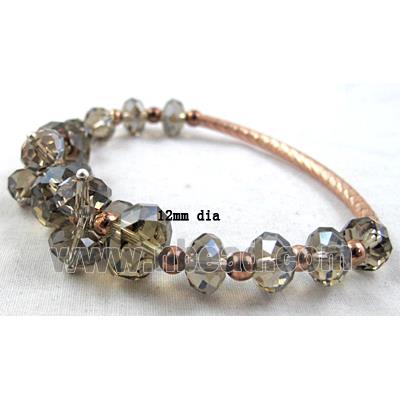 Chinese Crystal Glass Bracelet, stretchy, smoky