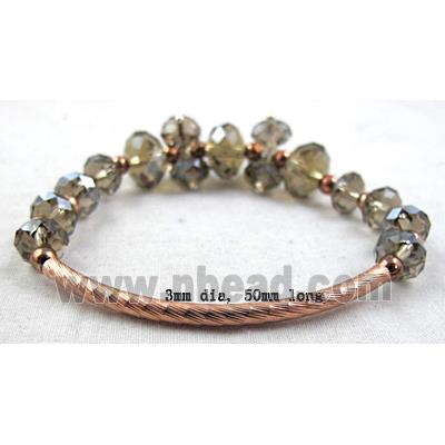 Chinese Crystal Glass Bracelet, stretchy, smoky