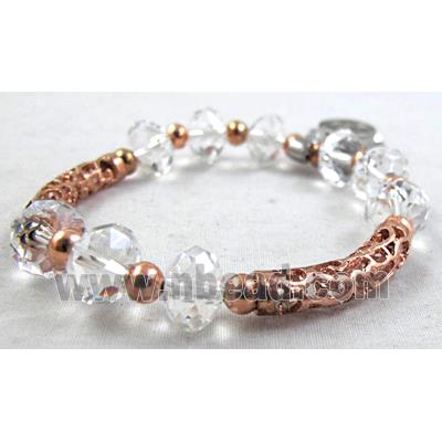 Chinese Crystal Glass Bracelet, stretchy, clear