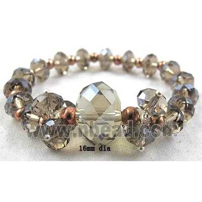 Chinese Crystal Glass Bracelet, stretchy, smoky