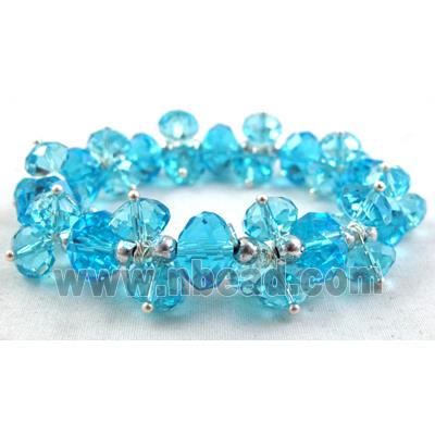 Chinese Crystal Glass Bracelet, stretchy, aqua