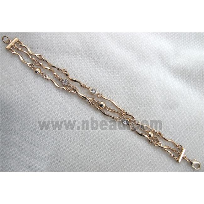 14k Gold Plated Alloy Bracelet, Nickel Free, Lead Free