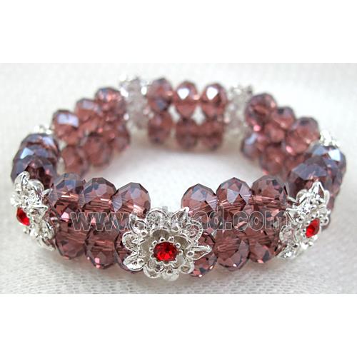 stretchy Bracelet with Chinese crystal beads, purple