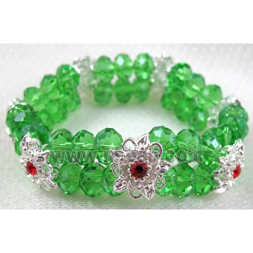 stretchy Bracelet with Chinese crystal beads, green