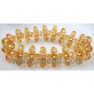 Chinese Crystal Glass Bracelet, stretchy, gold-champagne