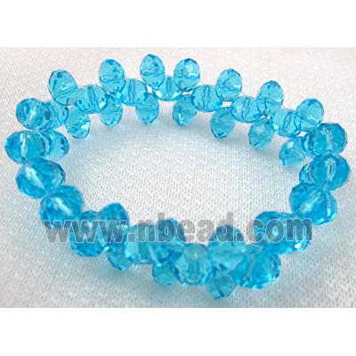 Chinese Crystal Glass Bracelet, stretchy, aqua