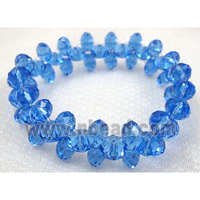 Chinese Crystal Glass Bracelet, stretchy, blue