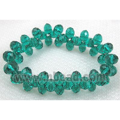 Chinese Crystal Glass Bracelet, stretchy, peacock-blue