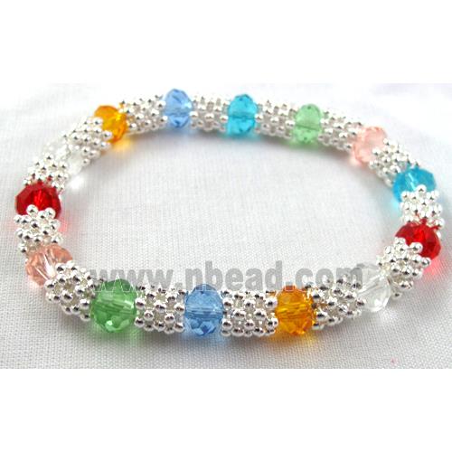 Stretchy Chinese Crystal glass Bracelet, colorful