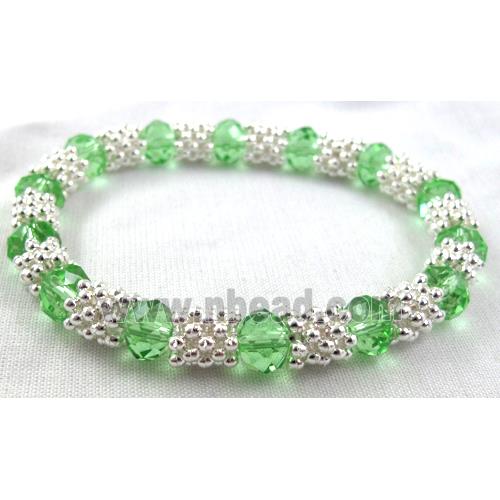 Stretchy Chinese Crystal glass Bracelet, green