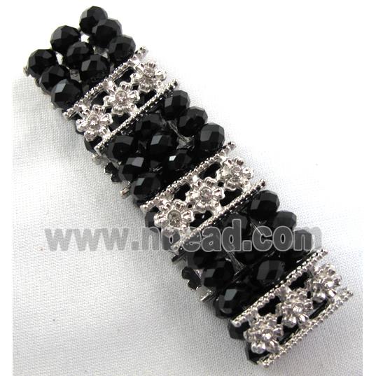 Stretchy Chinese Crystal glass Bracelet, black