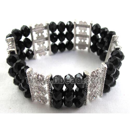 Stretchy Chinese Crystal glass Bracelet, black