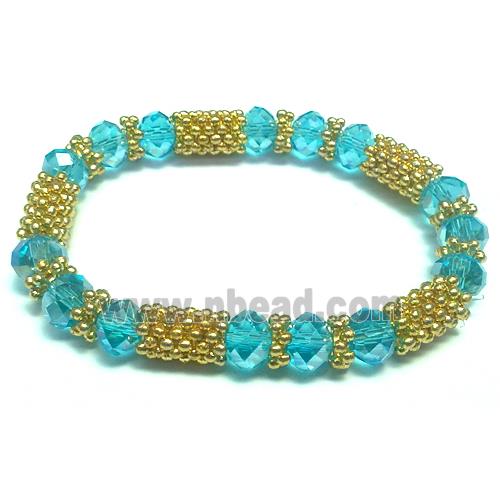 Stretchy Bracelets, chinese crystal bead and alloy snow spacer