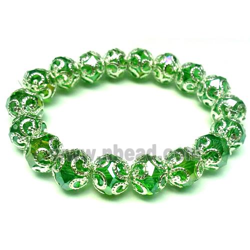 Chinese Crystal Glass Bracelet, stretchy, green