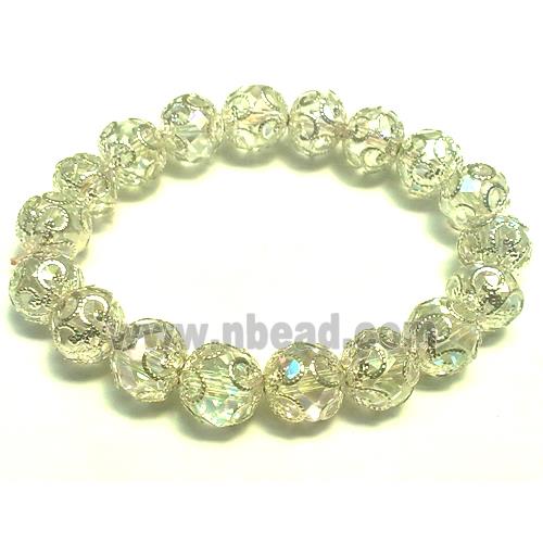 Chinese Crystal Glass Bracelet, stretchy, clear