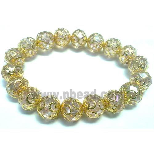 Chinese Crystal Glass Bracelet, stretchy, clear