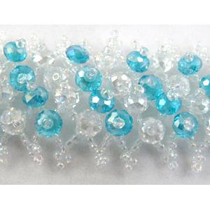 Chinese Crystal glass Bracelet, seed glass bead, aqua