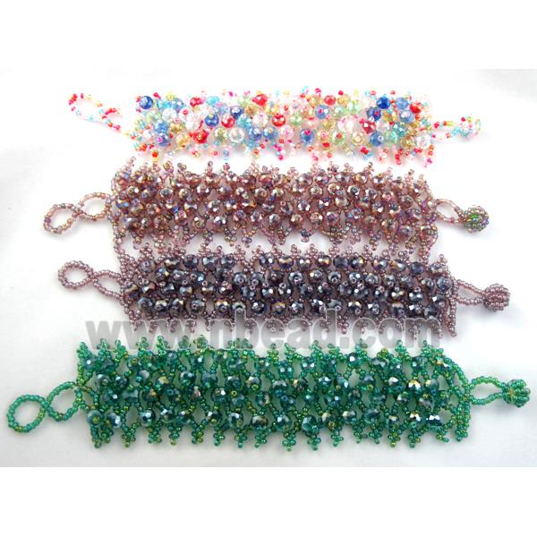 Chinese Crystal glass Bracelet, seed glass bead, mixed color