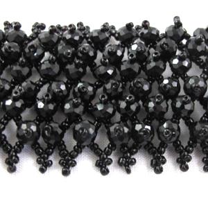 Chinese Crystal glass Bracelet, seed glass bead, black