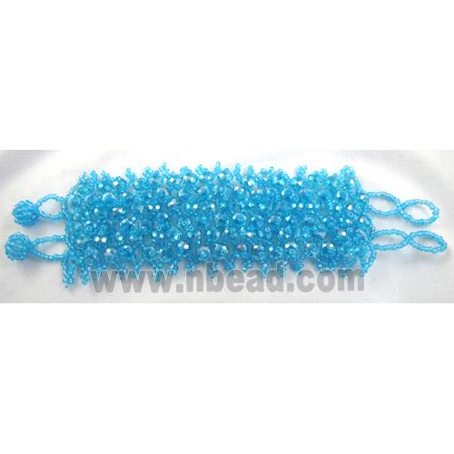 Chinese Crystal glass Bracelet, seed glass bead, aqua