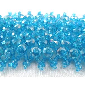 Chinese Crystal glass Bracelet, seed glass bead, aqua