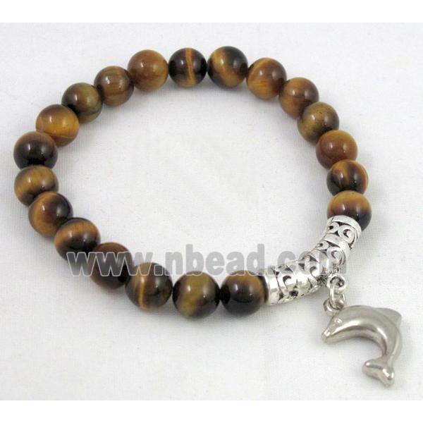 handmade fashion bracelet with tiger eye bead, stretchy