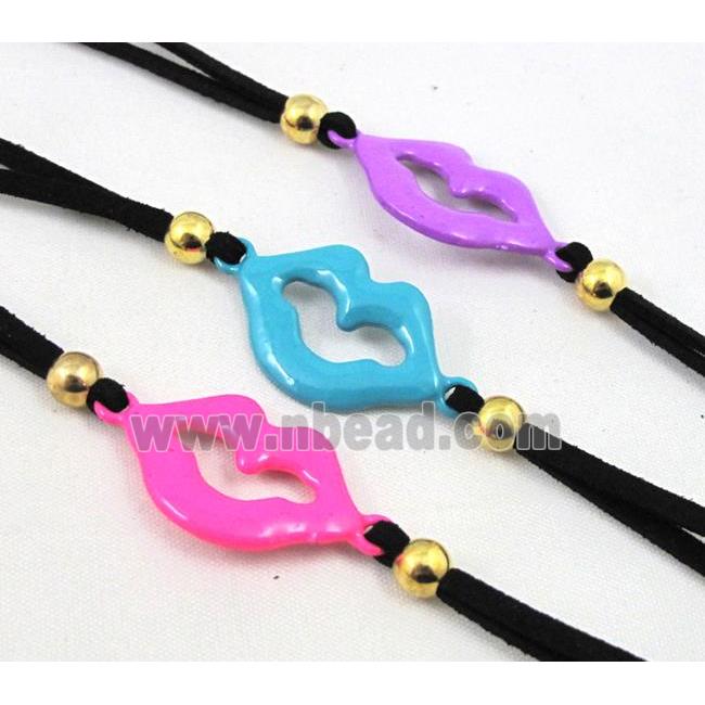 handmade Adjustable bracelet with suede, enamel alloy