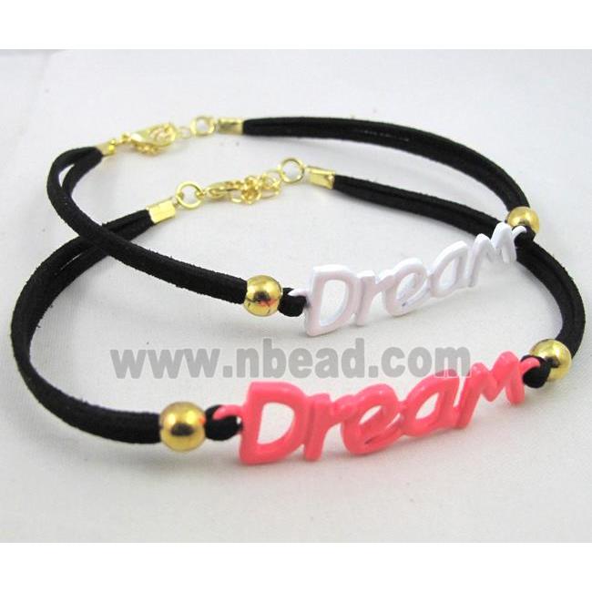 handmade bracelet with suede, enamel alloy bead