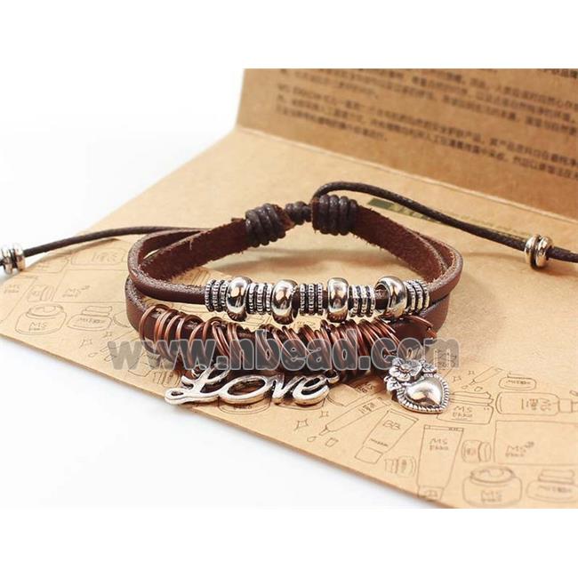 handmade bracelet with leather, alloy bead