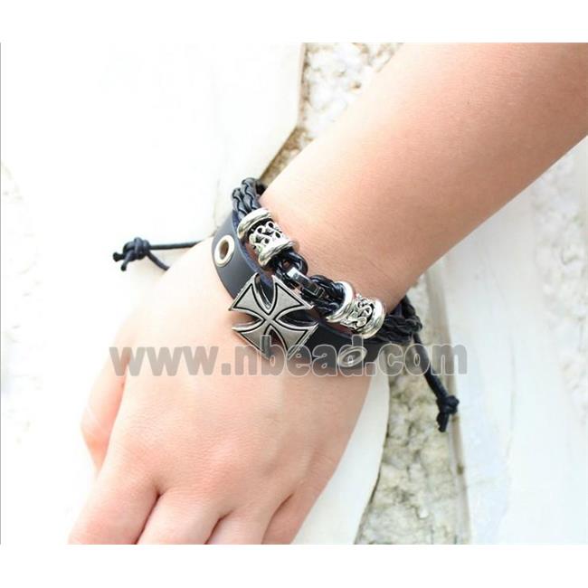 handmade bracelet with leather, alloy bead