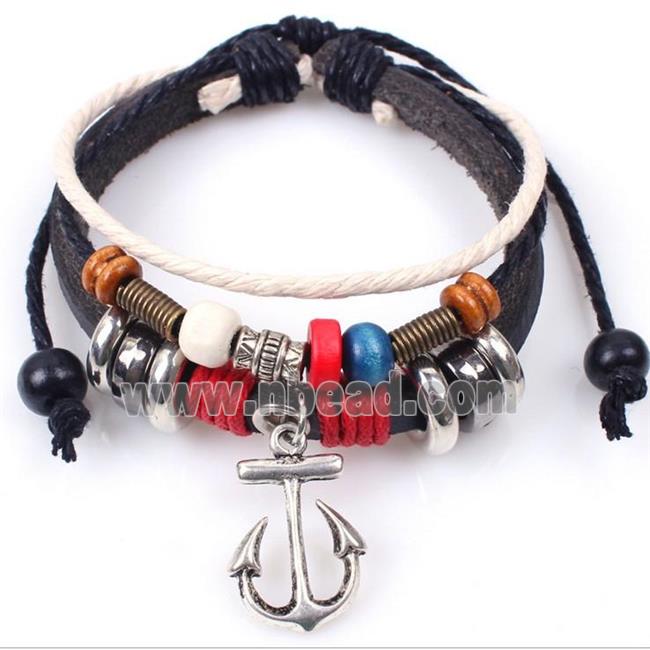 handmade bracelet with leather, alloy bead