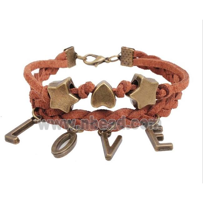 handmade bracelet with leather, alloy bead