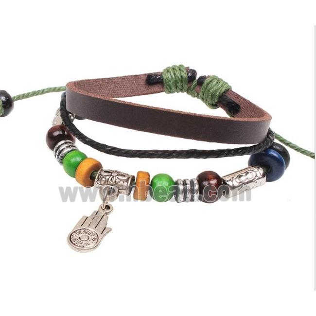 handmade bracelet with leather, alloy bead