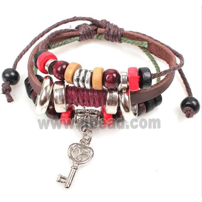 handmade bracelet with leather, alloy bead