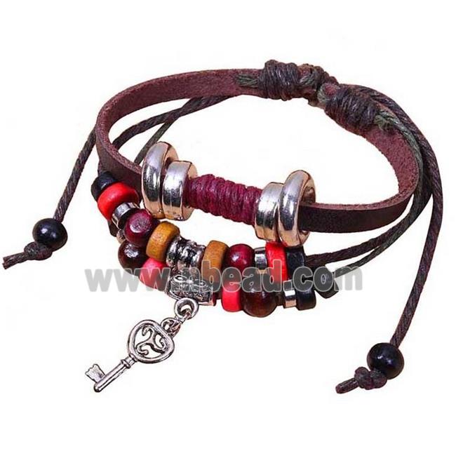 handmade bracelet with leather, alloy bead