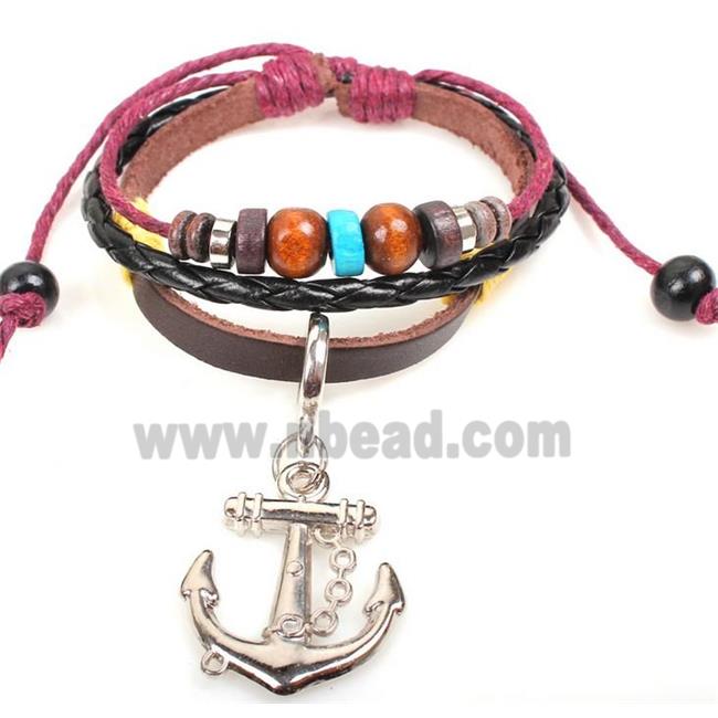 handmade bracelet with leather, alloy bead