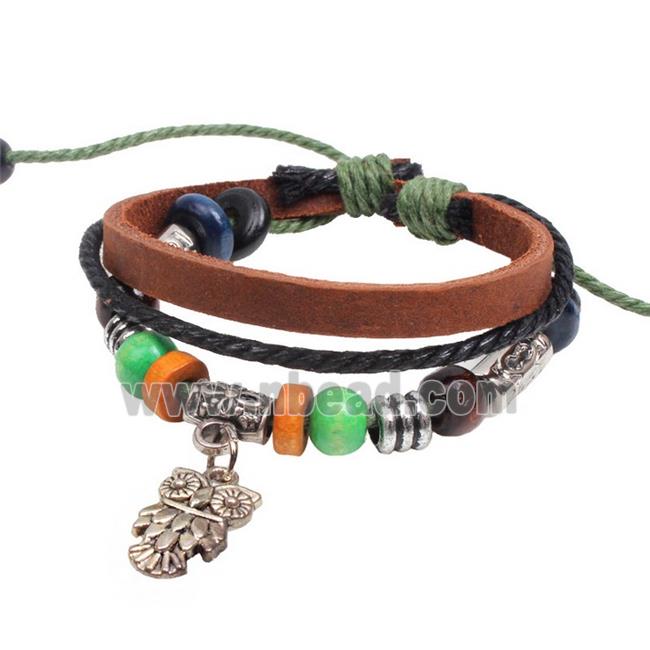 handmade bracelet with leather, alloy bead