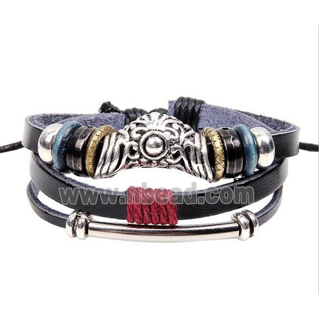 handmade bracelet with leather, alloy bead