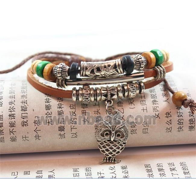 handmade bracelet with leather, alloy bead